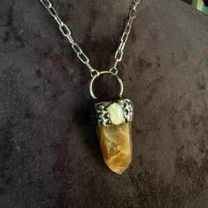 Citrine and moonstone statement necklace handmade chunky necklace jewelry